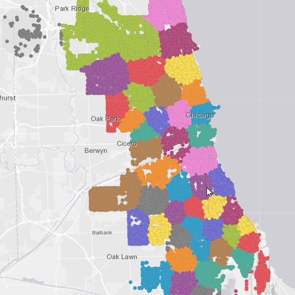 Clusters of crime events found using the k-means algorithm